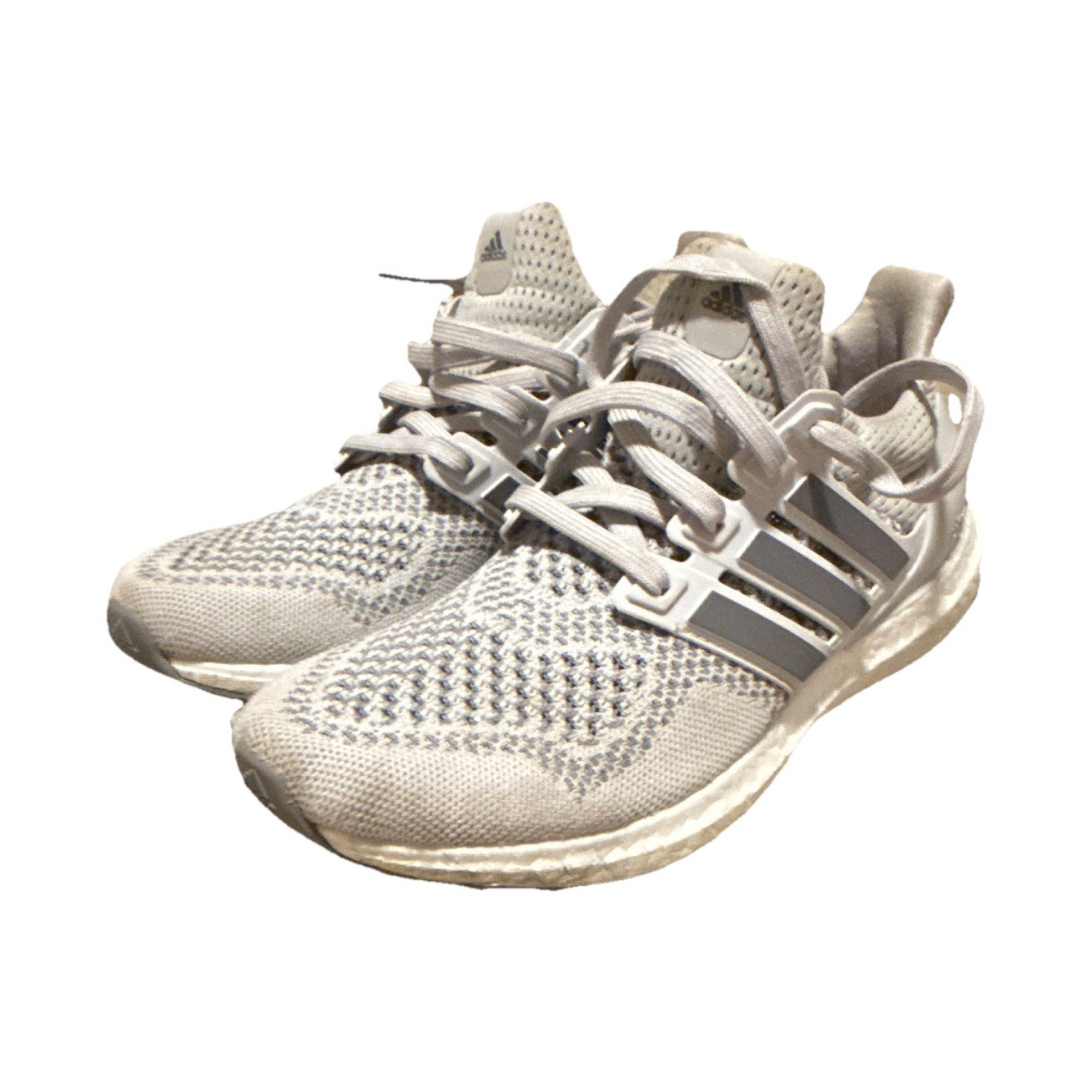 adidas UltraBoost Primeknit Men’s Low Top Lace-Up Sneakers Beige Gray Running