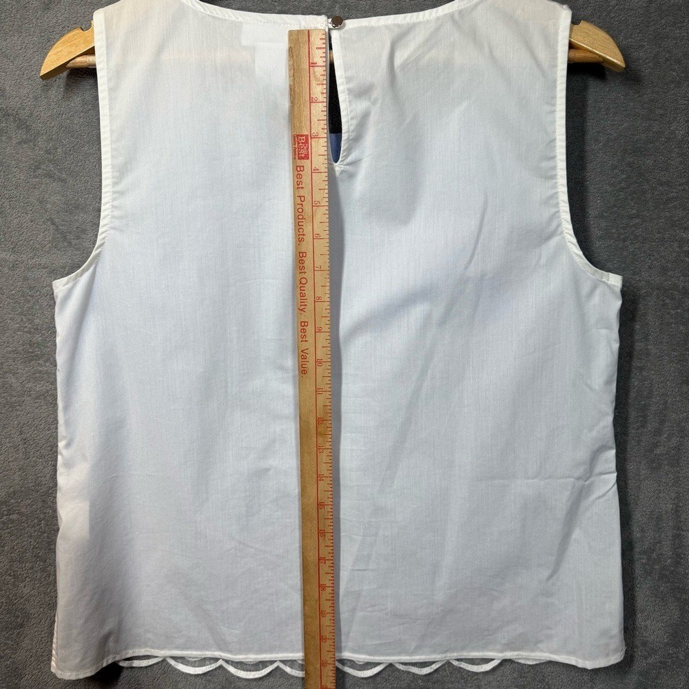 Liz Claiborne Top Medium Sleeveless Ombre Geometric Sleeveless Scalloped Trim