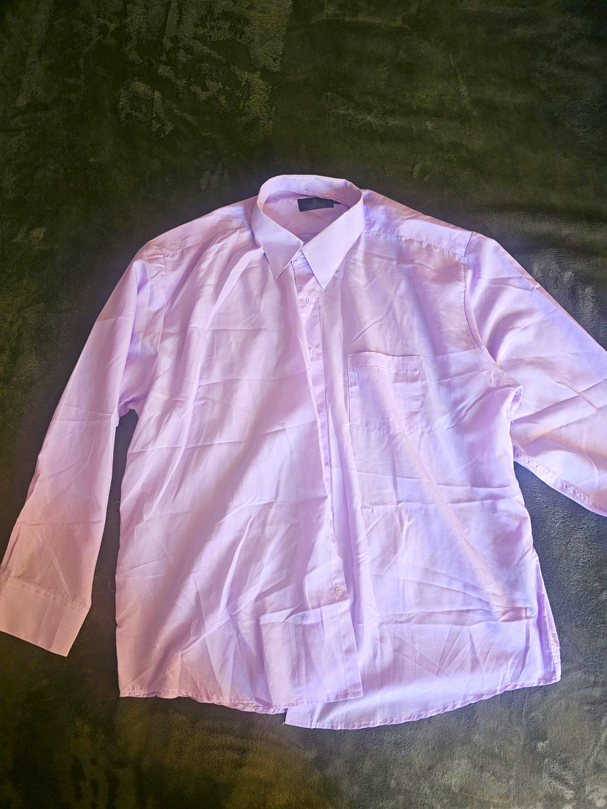 Men’s Purple Solid Cotton Dress Shirt XL 37/37 Long Sleeve Button Front
