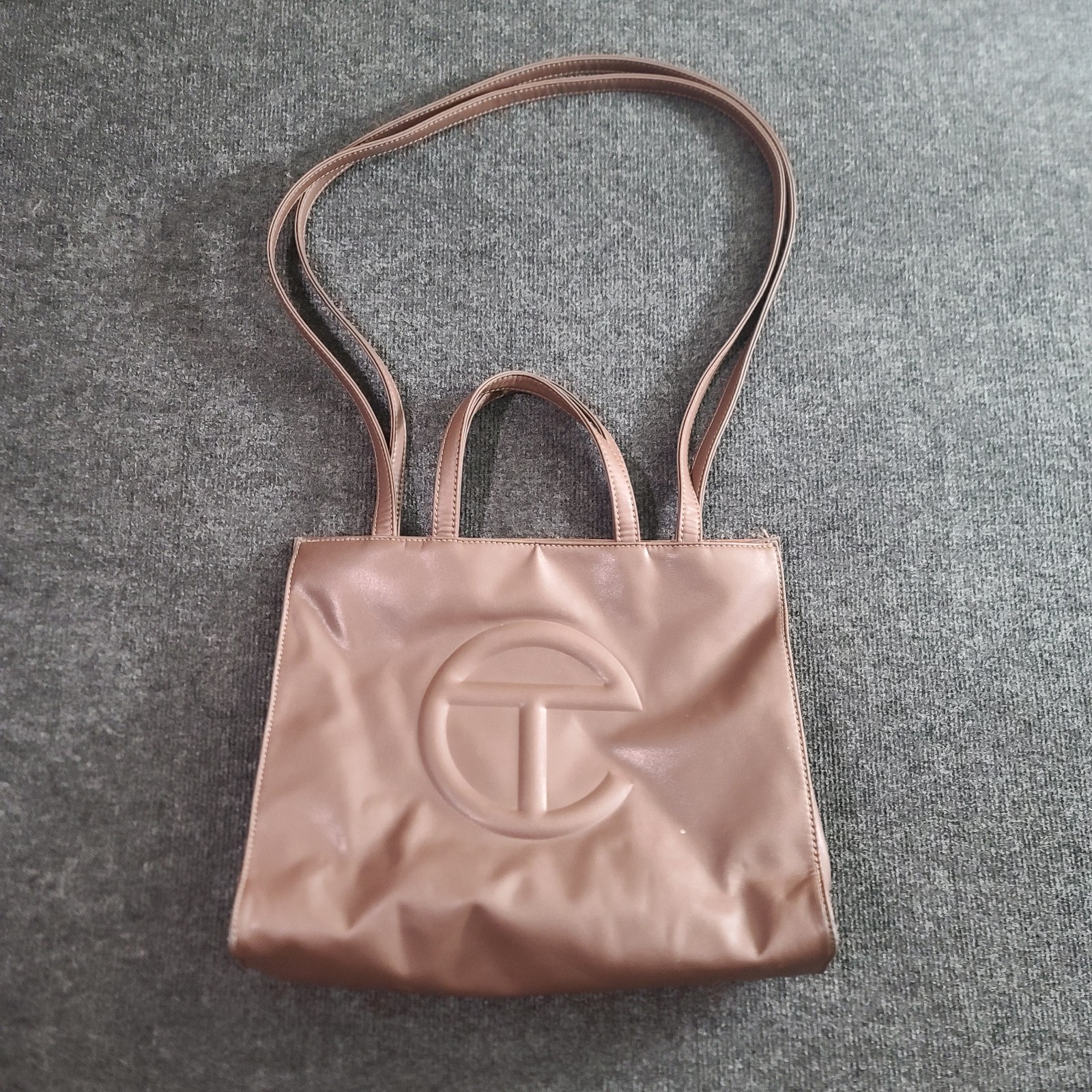 Telfar Medium Shopping Bag Chocolate Vegan Leather Unisex Tote Purse Logo