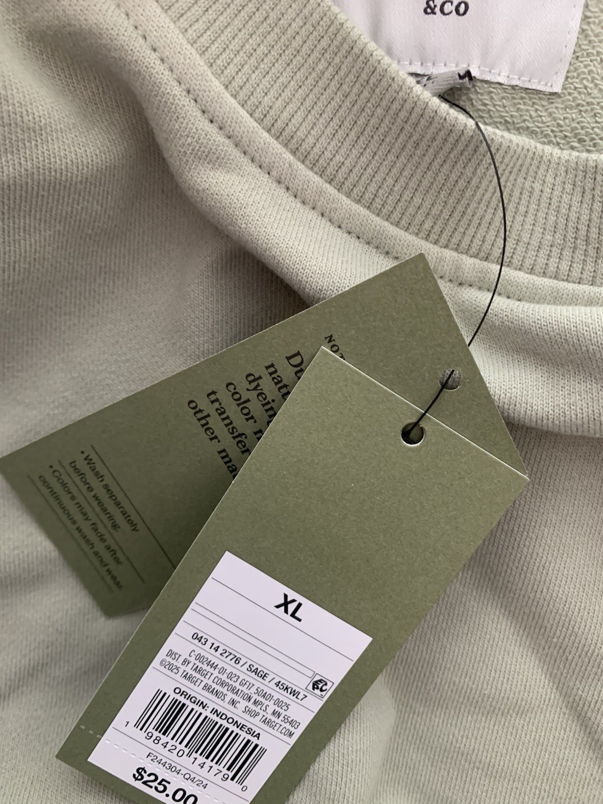 Goodfellow & Co Men’s Sage Cotton Knit Crew Neck Long Sleeve Sweatshirt XL