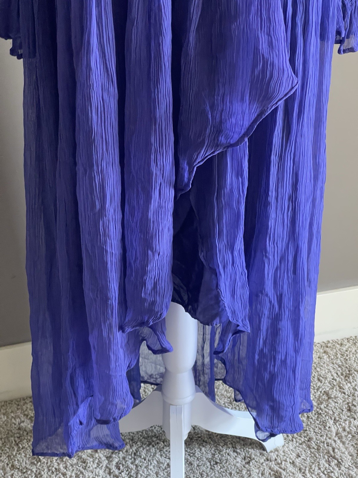 Sundance Woman’s Embroidered Long Ruffle Purple NWT Chiffon Maxi Dress Medium