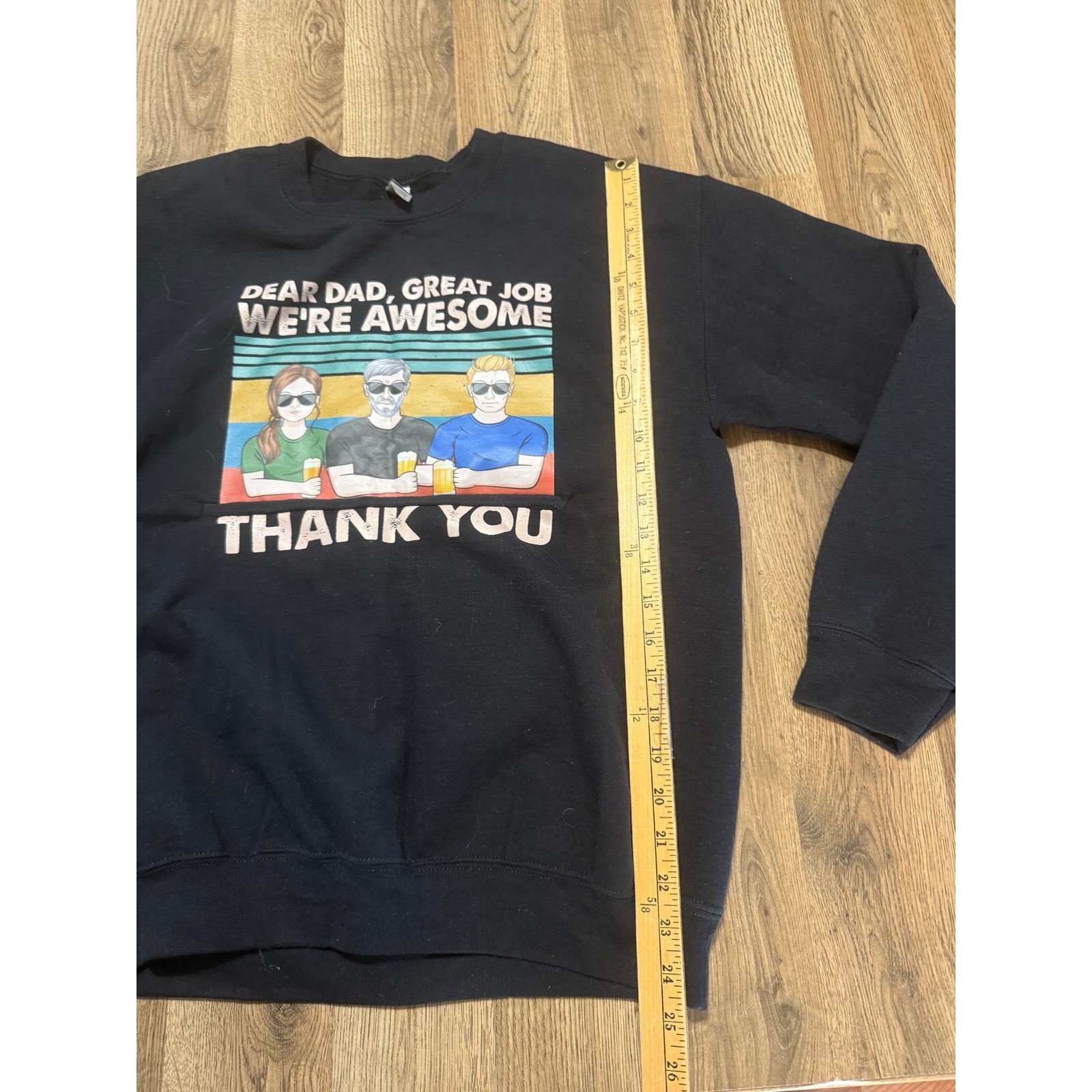 Gildan Sweatshirt Mens Medium Black Adult Dear Dad Great Job Graphic Excellent