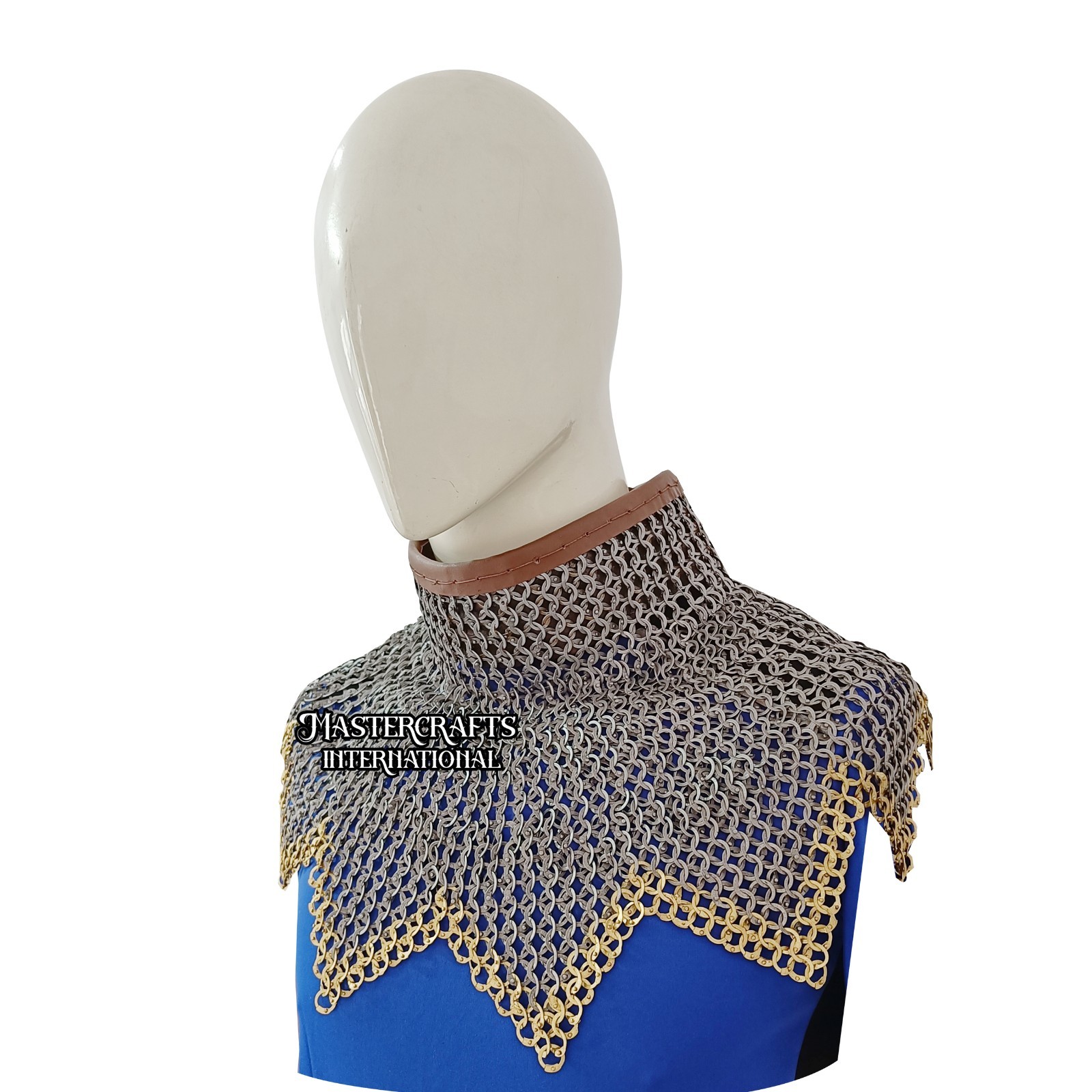 Medieval Chainmail Zig-Zag Neck Collar Mild Steel 9mm Flat Riveted Ring for LARP