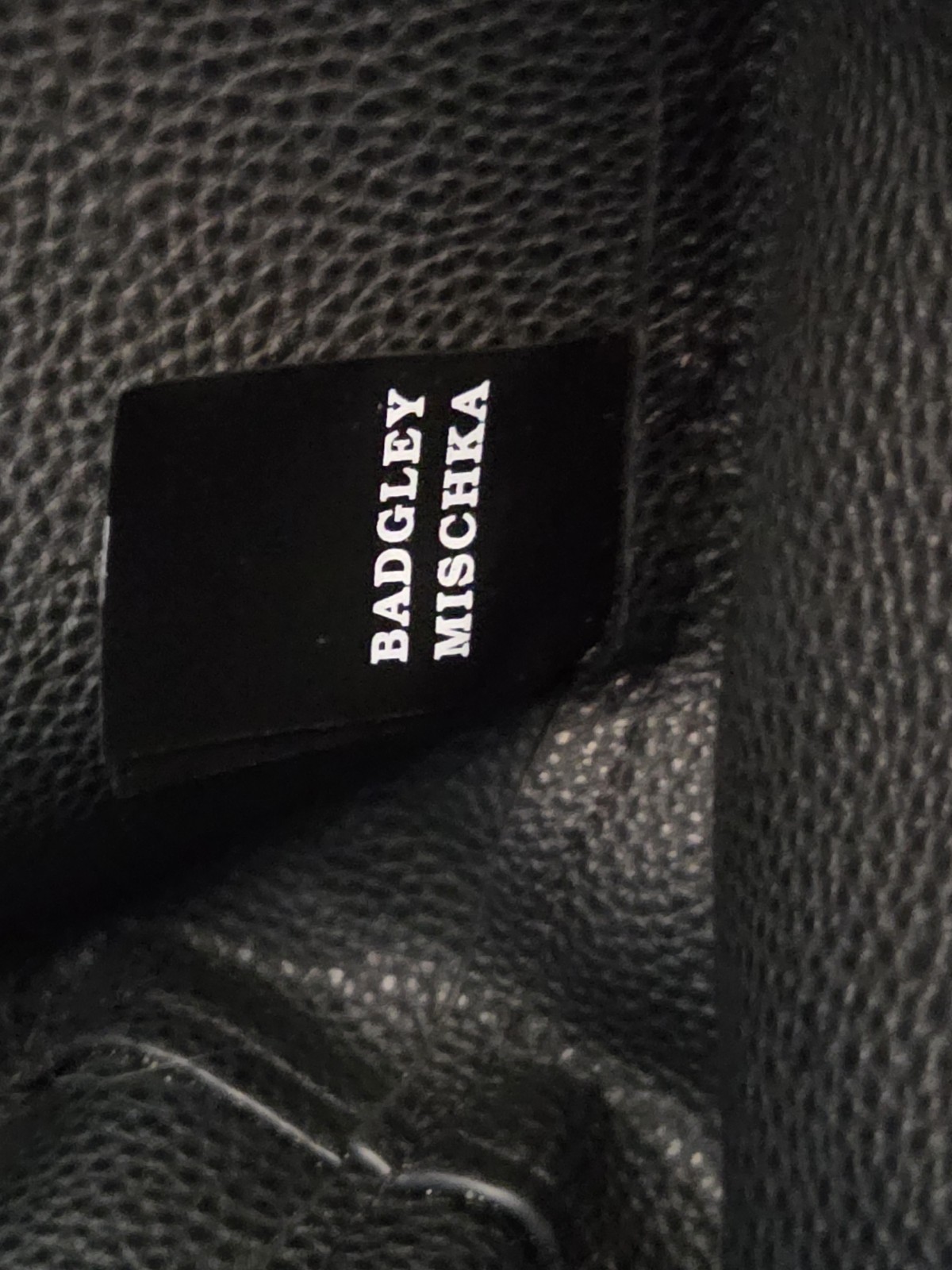 Badgley Mischka Black Vegan Leather Tote With Gold Chain And Logo Charm Details