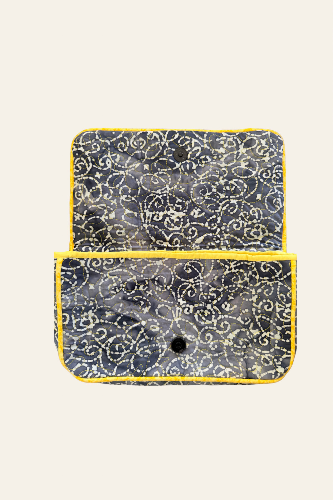 Embroidered Bird Batik Quilted Clutch