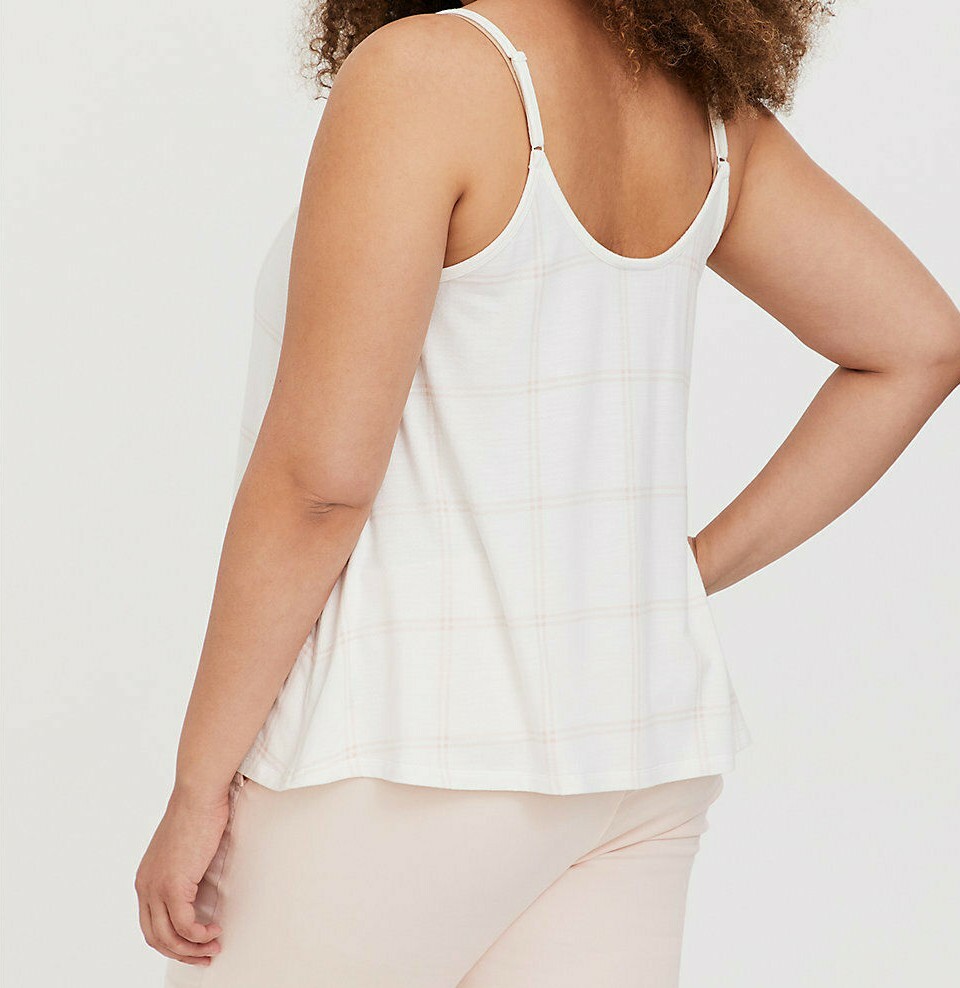 Torrid Super Soft Plaid Button Swing Cami White And Light Pink 2 2X 18 20 #80678
