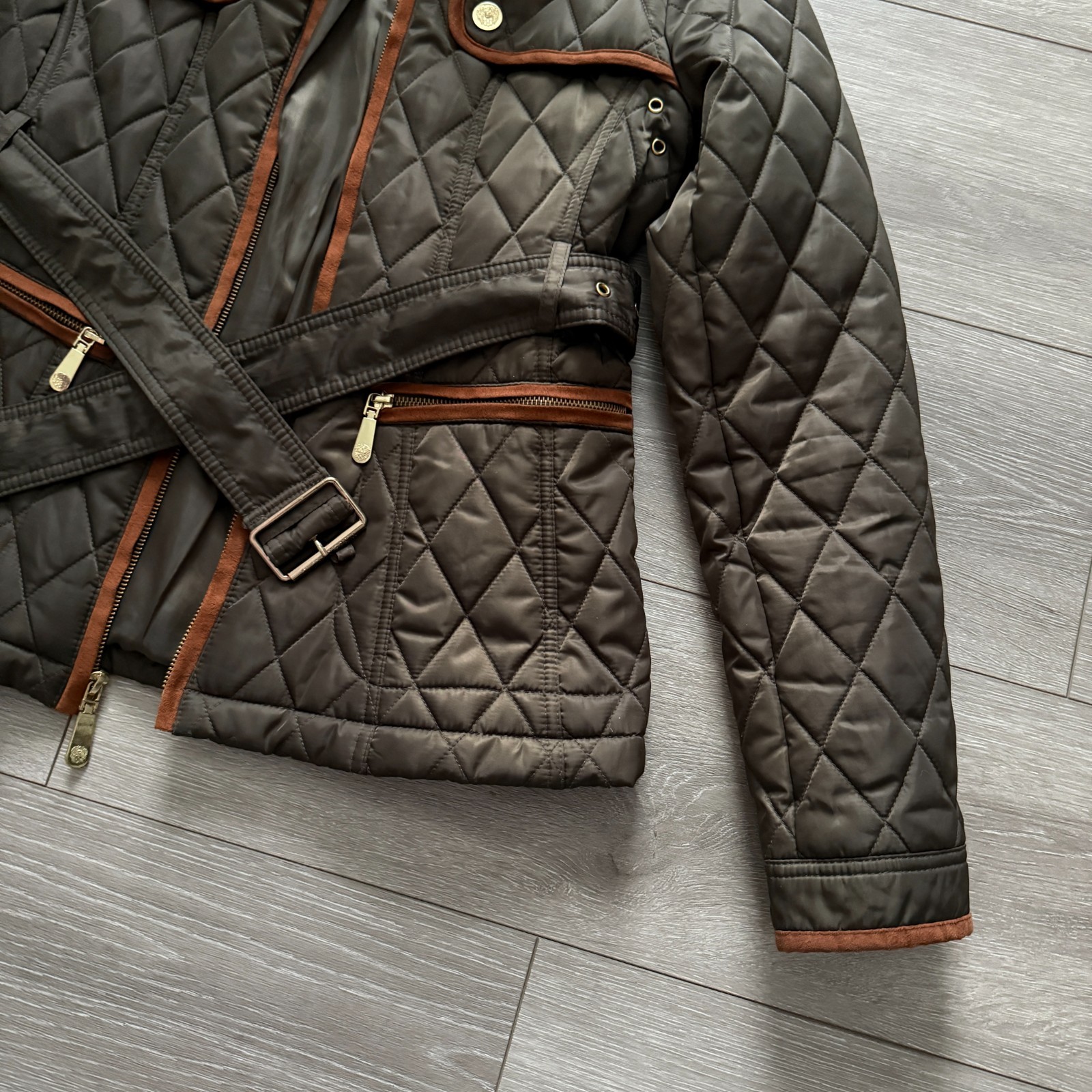 Vince Camuto – Women’s Diamond Quilted Green Equestrian Riding Jacket – Small
