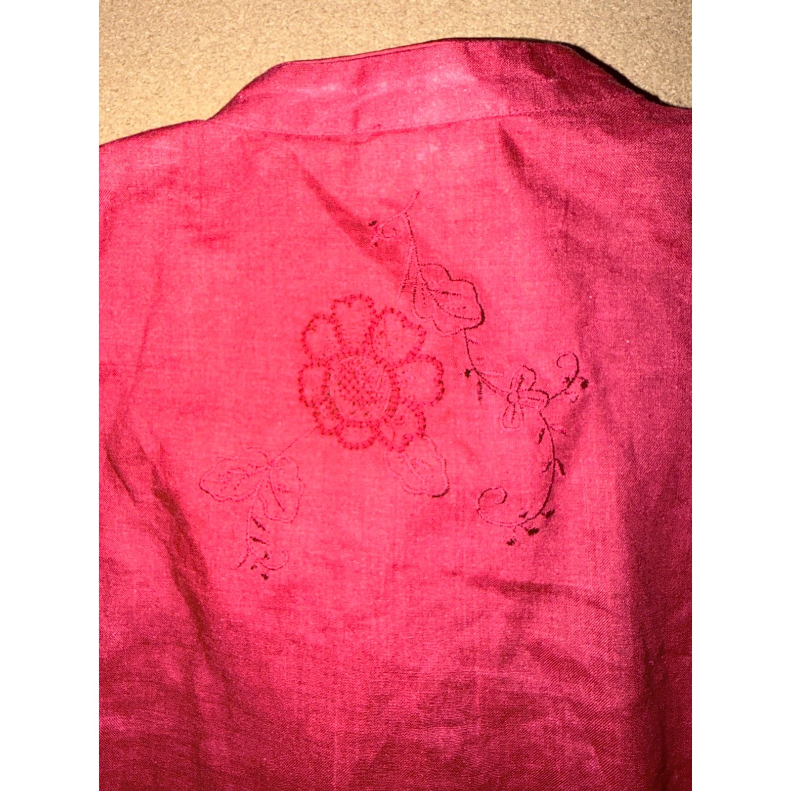 Vintage passports deep red 100% ramie button front tunic duster jacket size 6