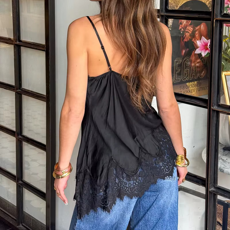 Womens Y2K Lace Cami Babydoll Tank Fairy Grunge Coquette spaghetti strap Top S-L