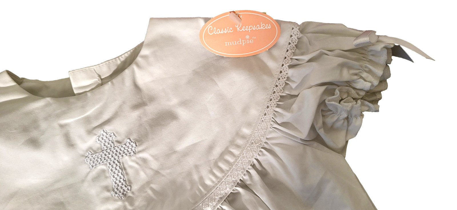 Mud Pie Bubble Romper White Christening Outfit Girl’s One-Piece 0-6 Months