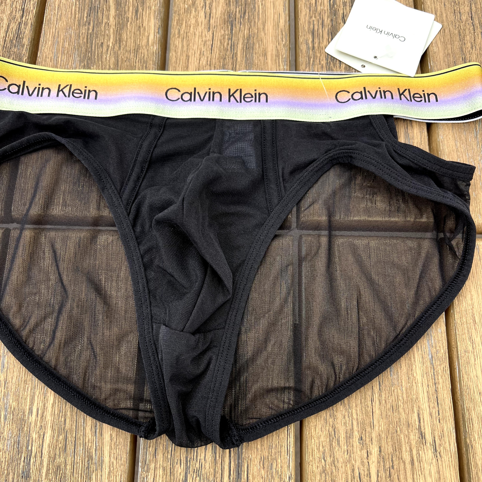 Calvin Klein CK men black icon sheer mesh nylon brief underwear size S M L XL
