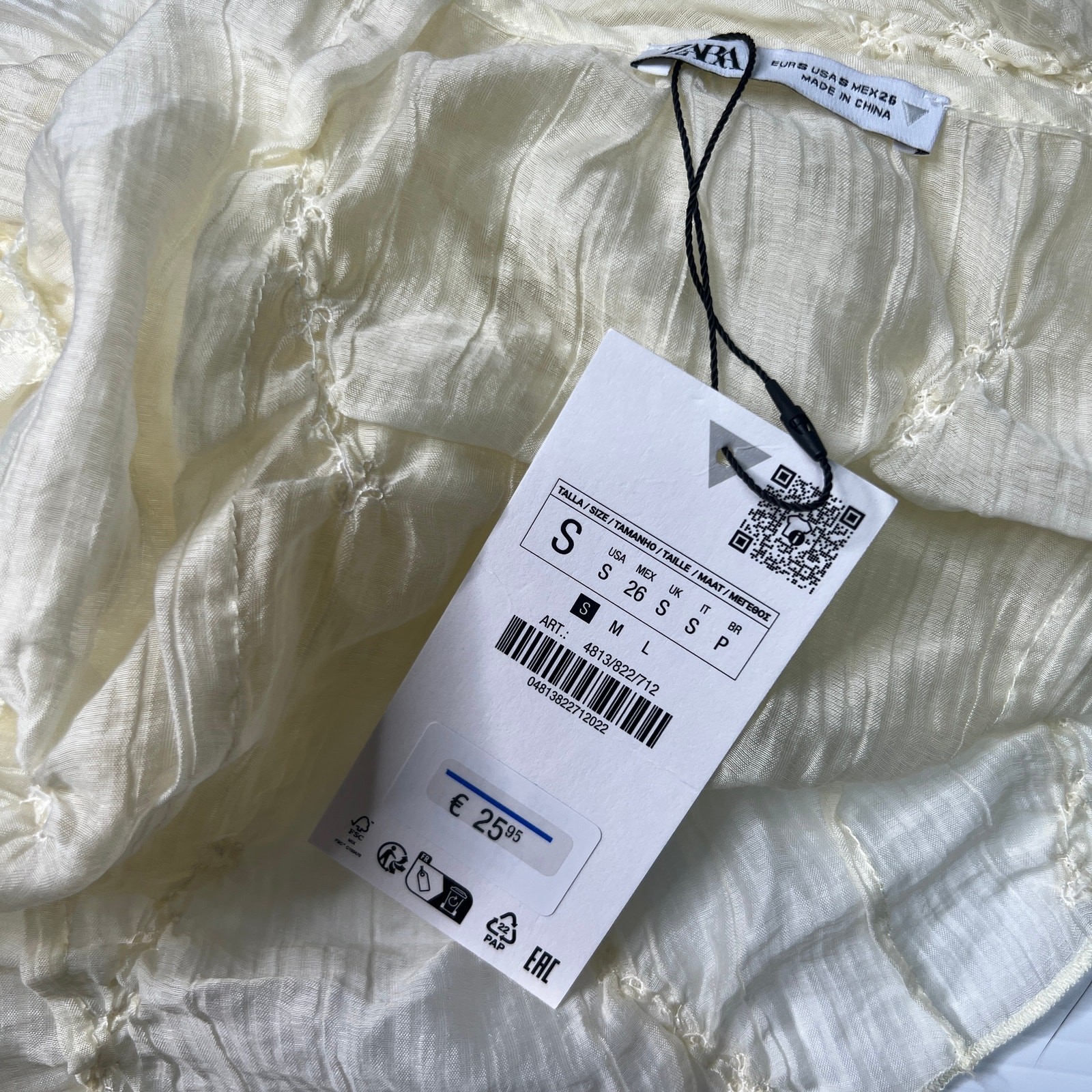 Zara Festival Halter Ivory Size Small Lagenlook Crinkle Top Asymmetric Backless