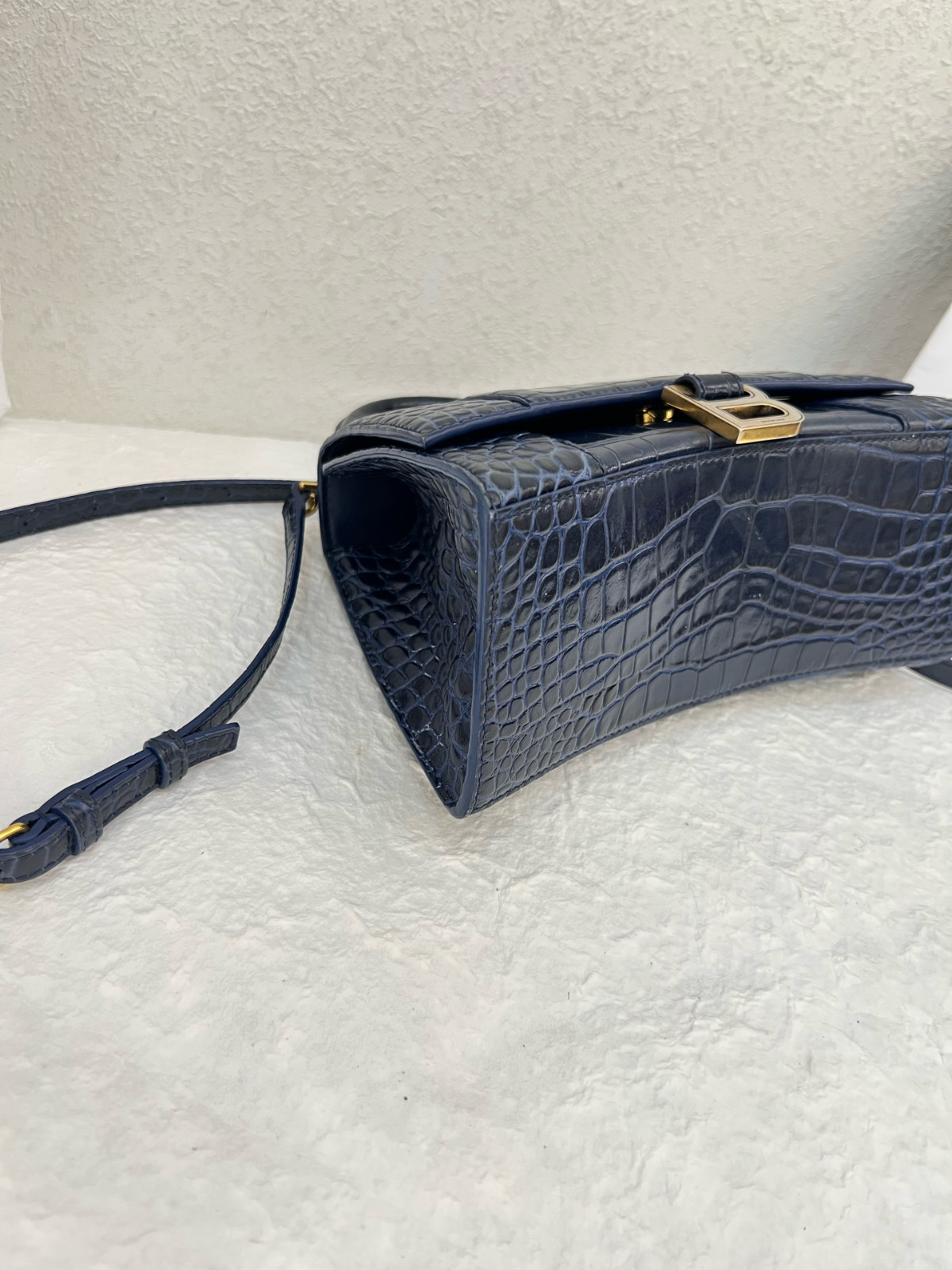 Authentic Balenciaga Hourglass Top Handle Bag S Crocodile-embossed Leather Top