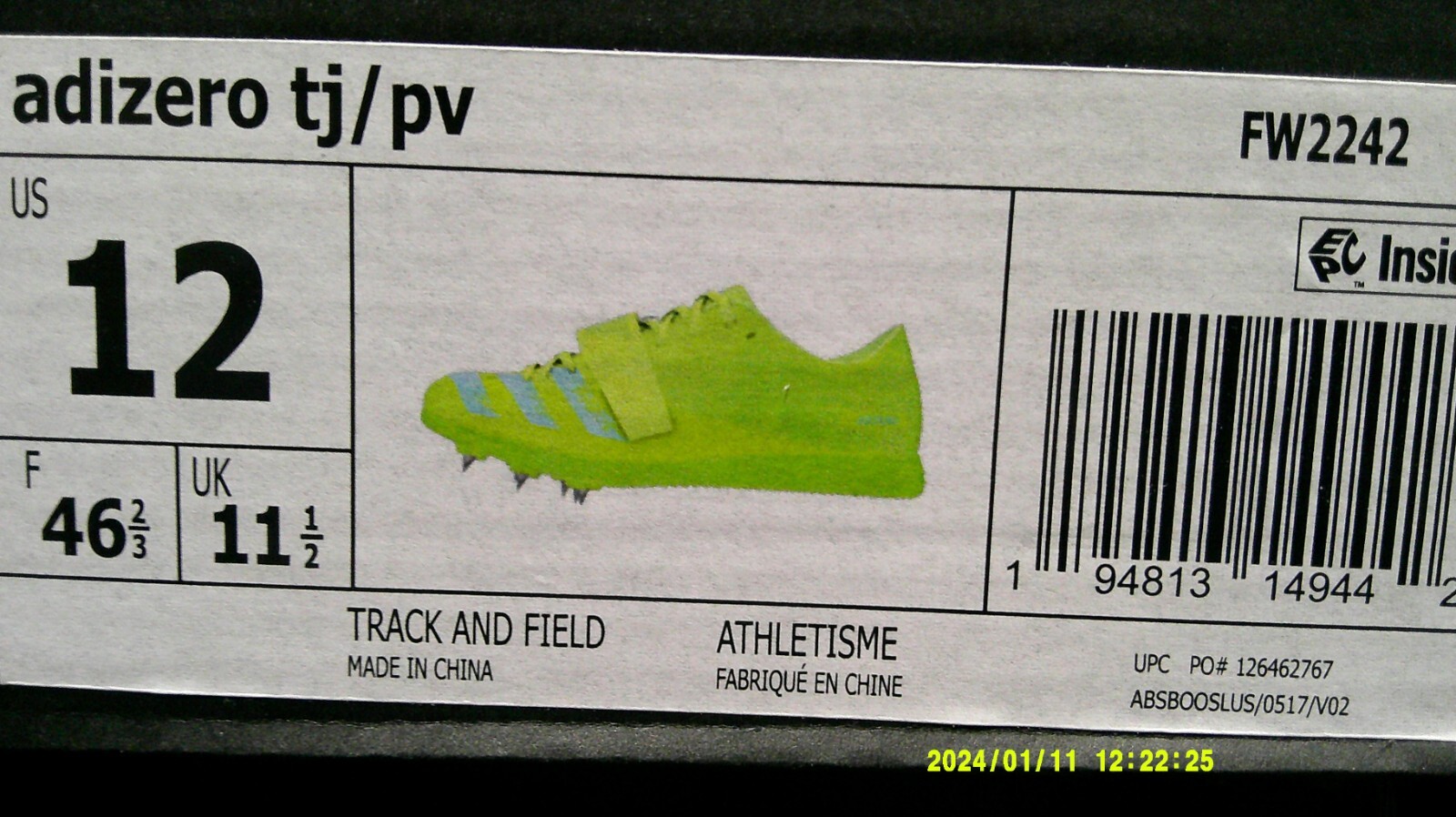 Size 12 – adidas Adizero Triple Jump Solar Yellow Aqua