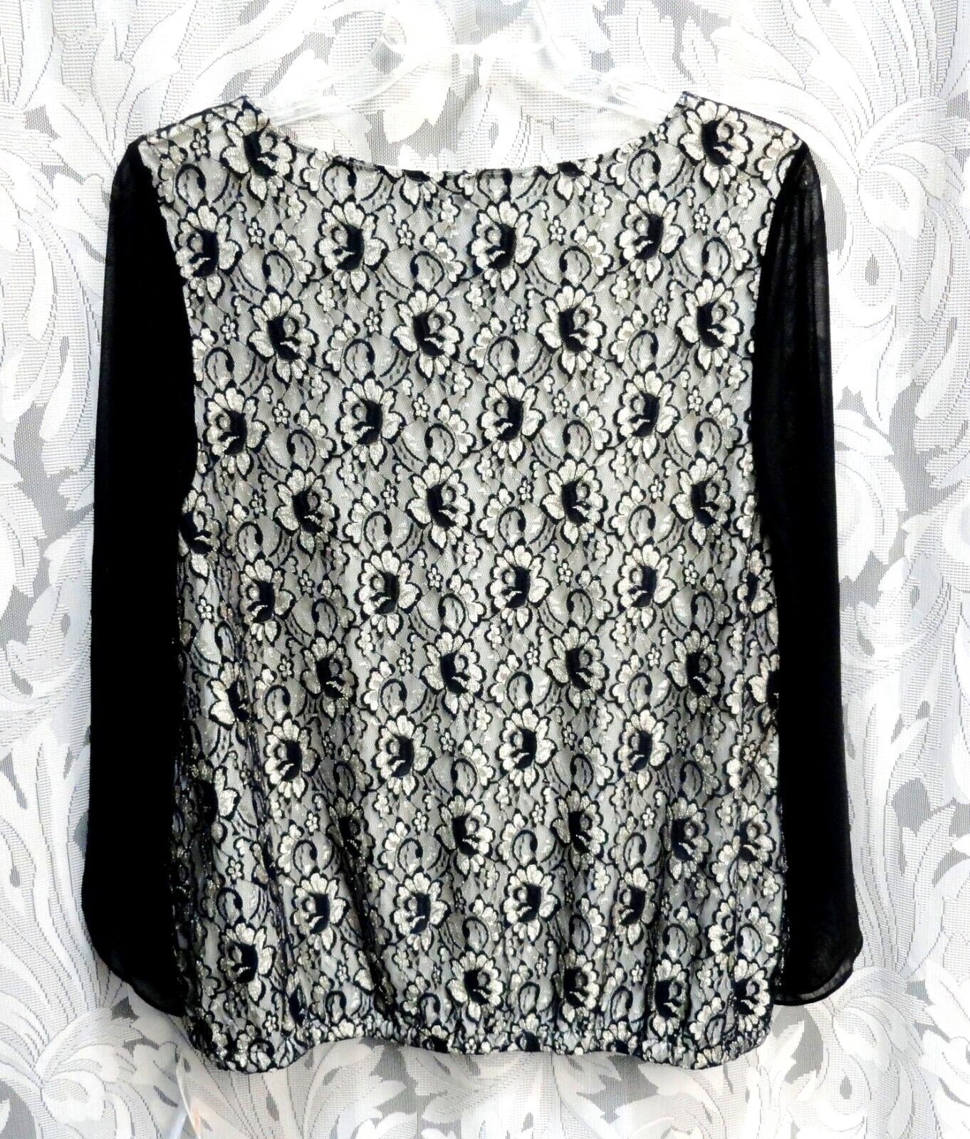1X-0X STYLE & CO ANGEL SLEEVES LACE CHIFFON SHIMMER LINED BLOUSON TOP BLOUSE