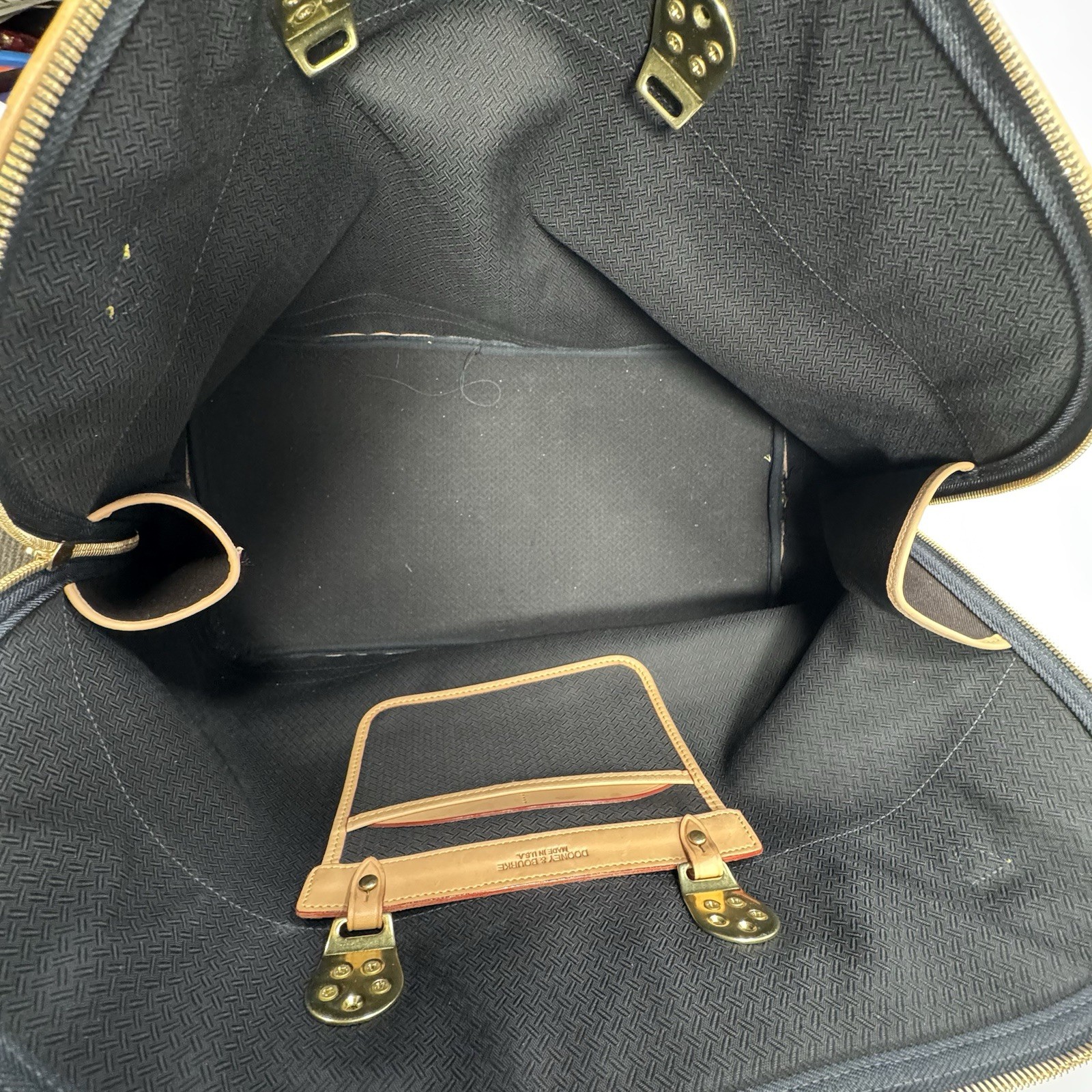 Dooney & Bourke Tan and Black Cabriolet Overnight Travel Bag – See Details