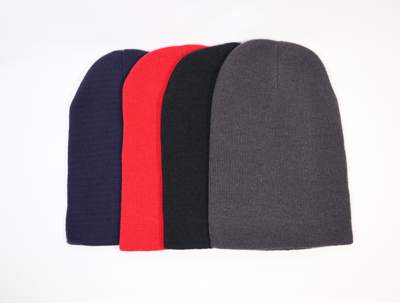 Long Plain Coloured Beanie 28CM LONG in Black, Charcoal, Navy, Red MADE IN KOREA