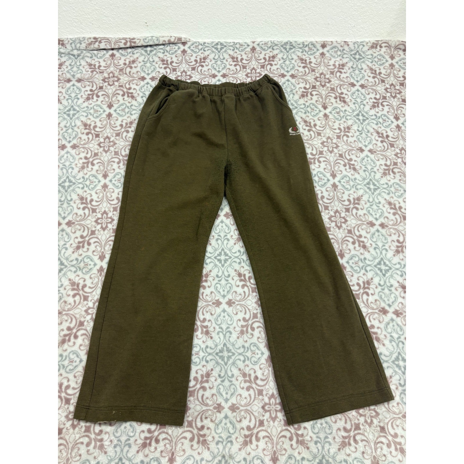 Z Sports Wear Mens XL Olive Green Sweatpants Elastic Waist Straight Leg Pockets