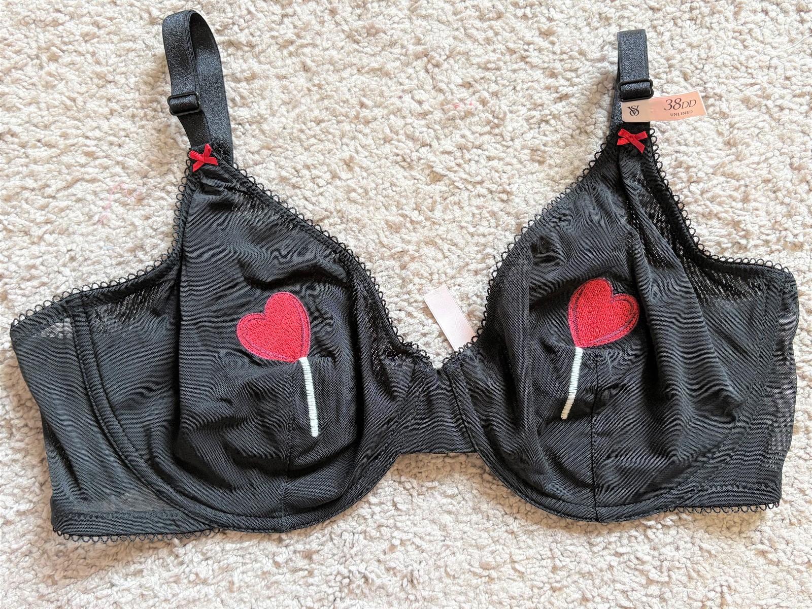 NWT – VICTORIA’S SECRET TEASE UNLINED DEMI MESH LACE BRA – 38DD 38DDD
