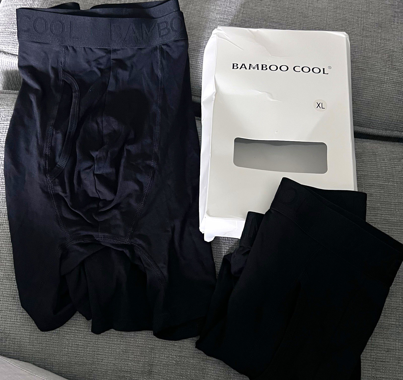 BAMBOO COOL Men’s Boxer Briefs 4-Pack Black XL Tagless Breathable Pouch