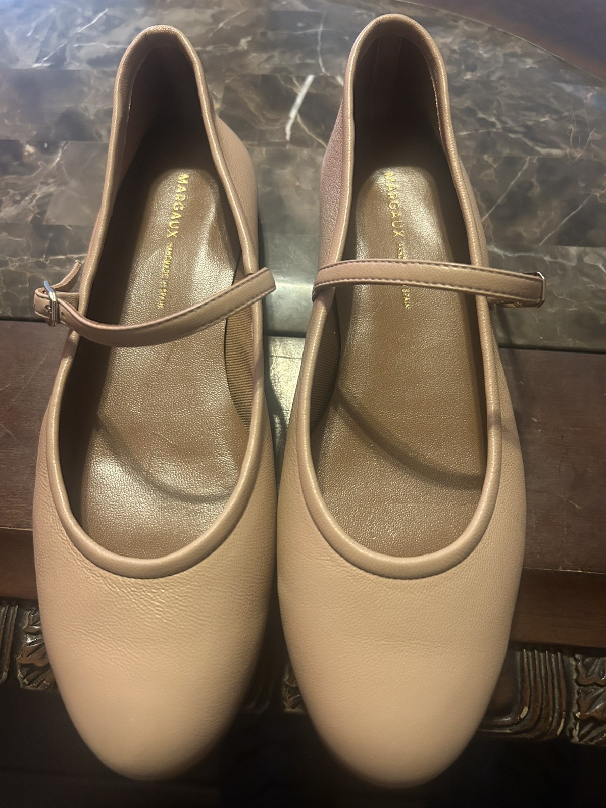 Demi Jane Ballet Flats In Ecru Nappa Leather Women’s Shoes by Margaux Size 7.5