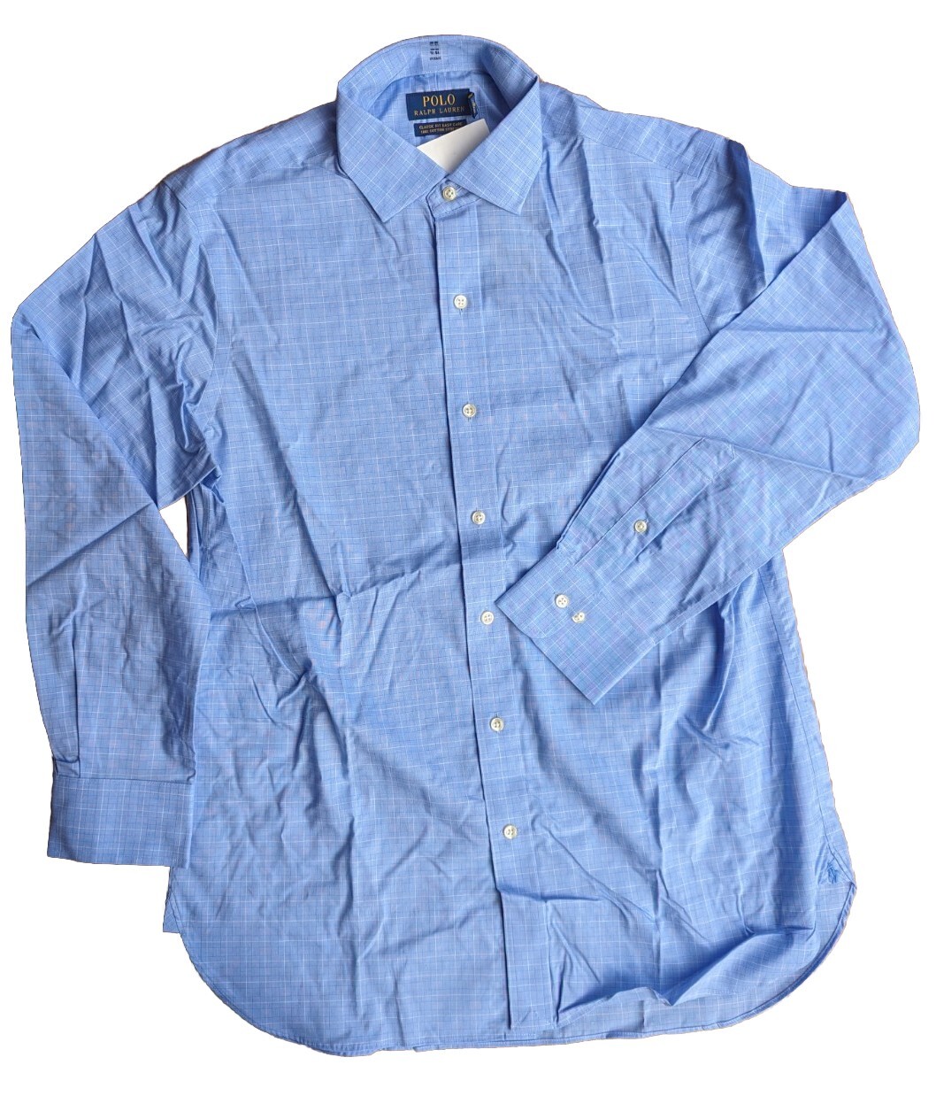NWT Polo Ralph Lauren Classic Button-Up Shirt, Windowpane Plaid, Blue Various