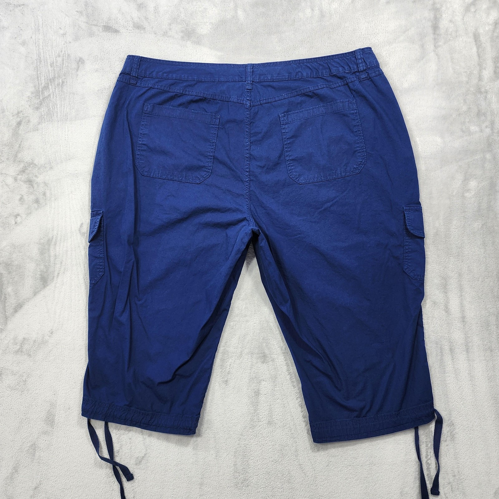 St. John’s Bay Pants Womens 24W Blue Capri Cargo Drawstring Stretch Casual