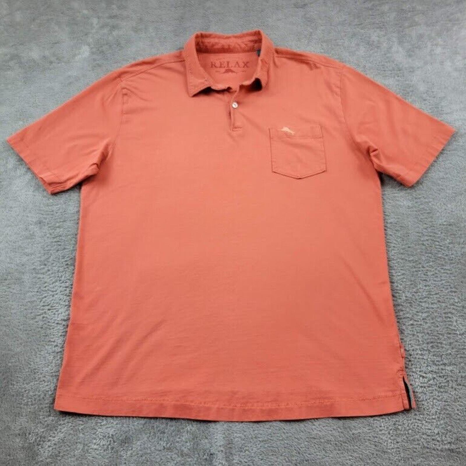 Tommy Bahama Relax Polo Shirt Mens Medium Orange Pima Cotton Preppy Cruise
