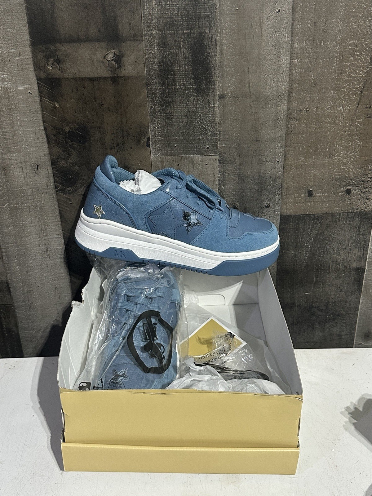 Michael Kors Blue Leather Tote Bag Purse & Lexi Sneaker Shoe Cornflower Blue
