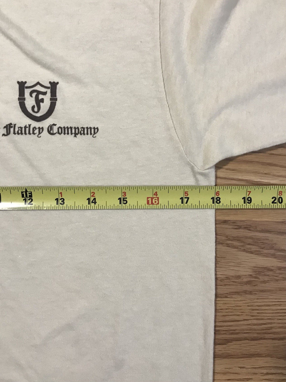 Vintage Ched by Anvil Single Stitch USA L T-Shirt Off White Flatley Company Logo