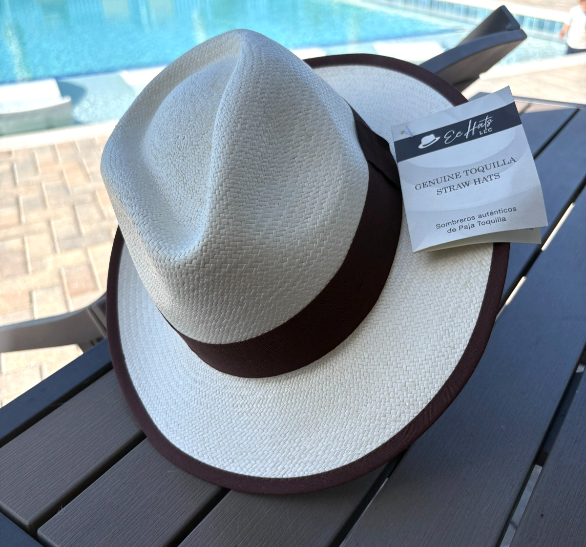 Genuine Panama Hat, 100% Toquilla Straw, Handwovwn in Ecuador, C-Crown/Teardrop
