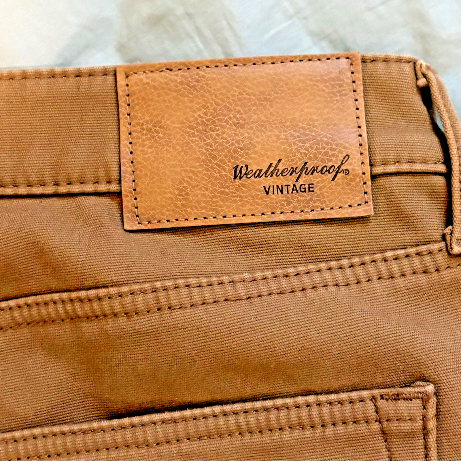 Vtg 40×30 Fleece Men Weatherproof Lined Stretch Canvas Brown Pants Item 1078078