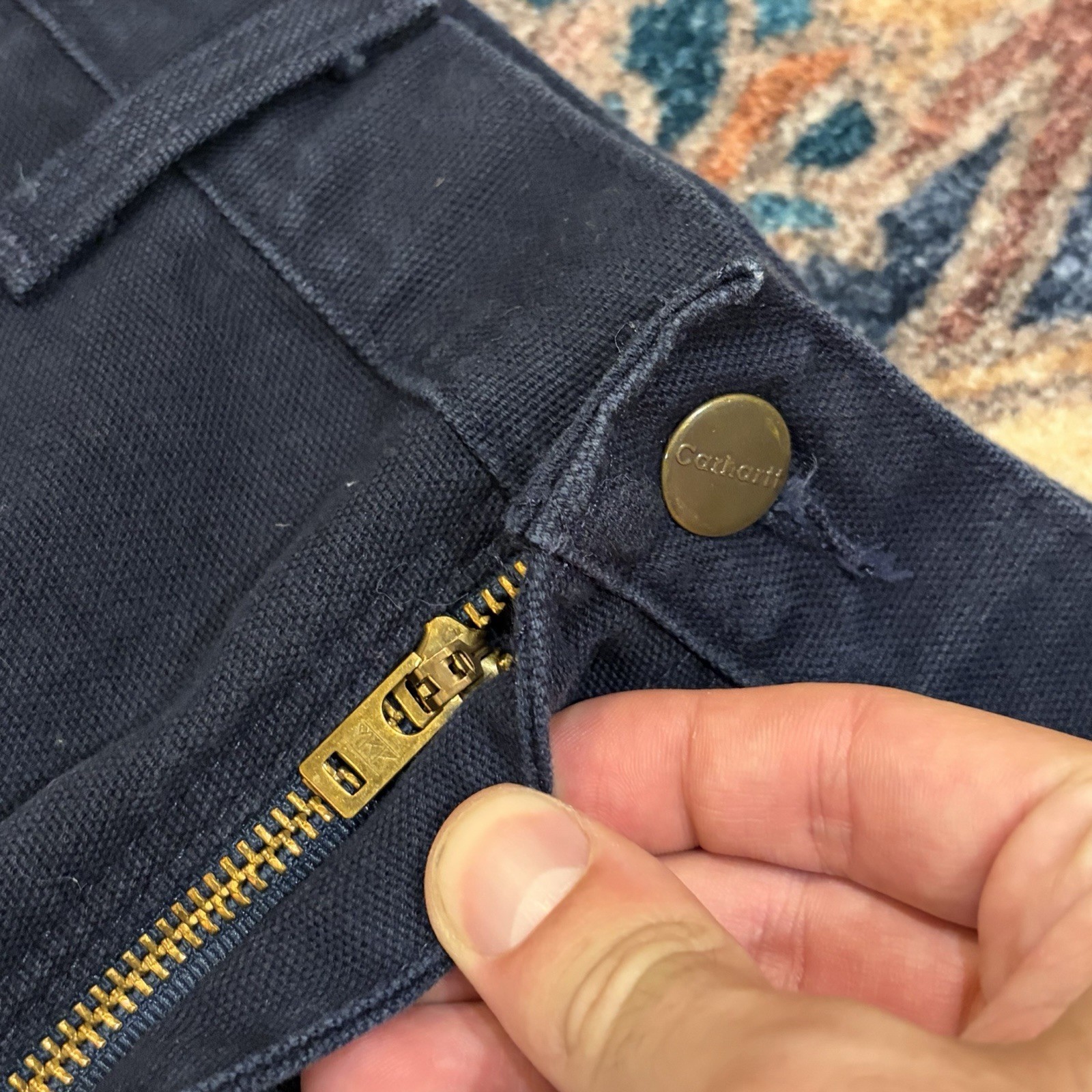 Carhartt B11 MDT Carpenter Work Pants 31×30 Navy Blue Canvas Workwear