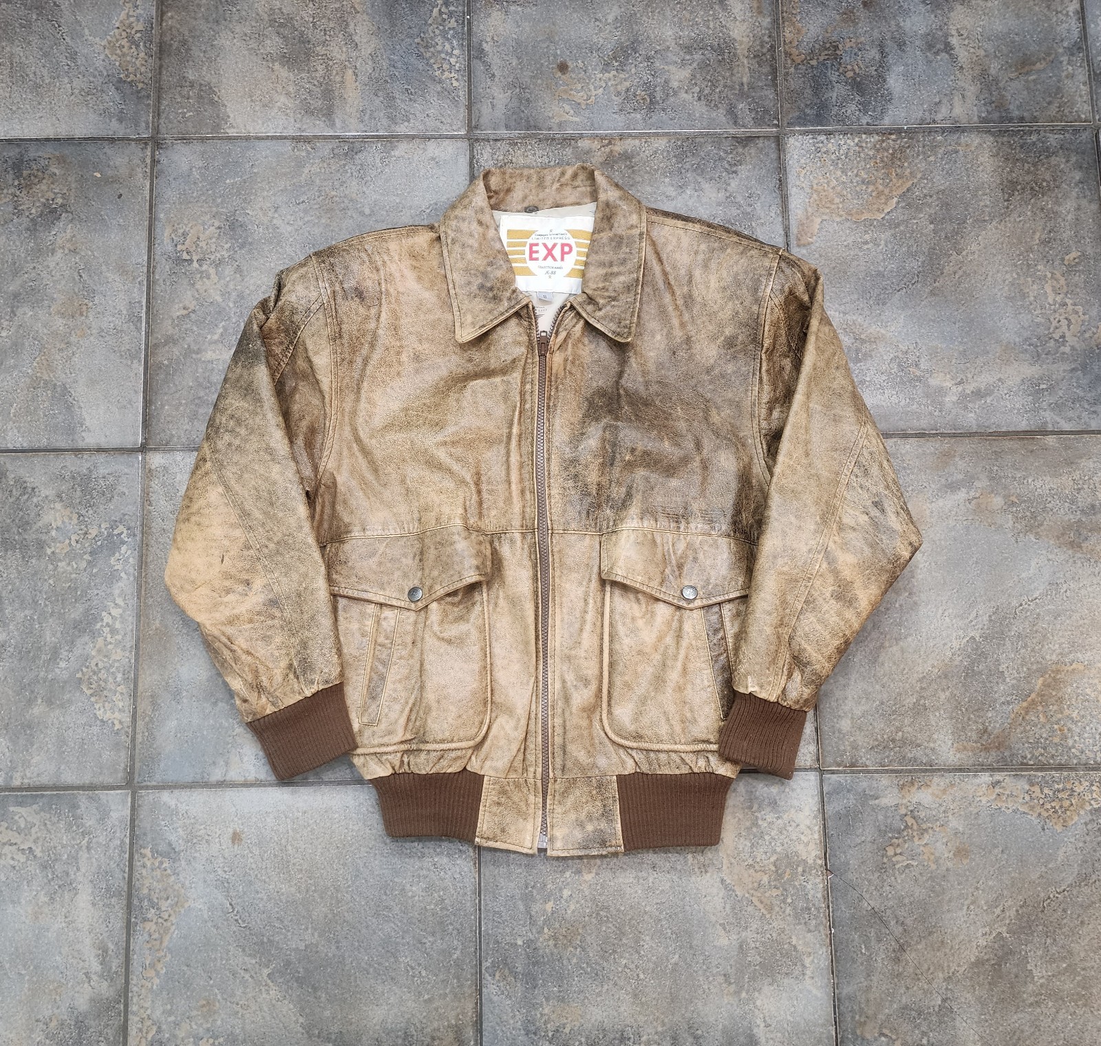 Vintage 90s Limited Express Men’s Small Distressed Leather Bomber Flight Jacket