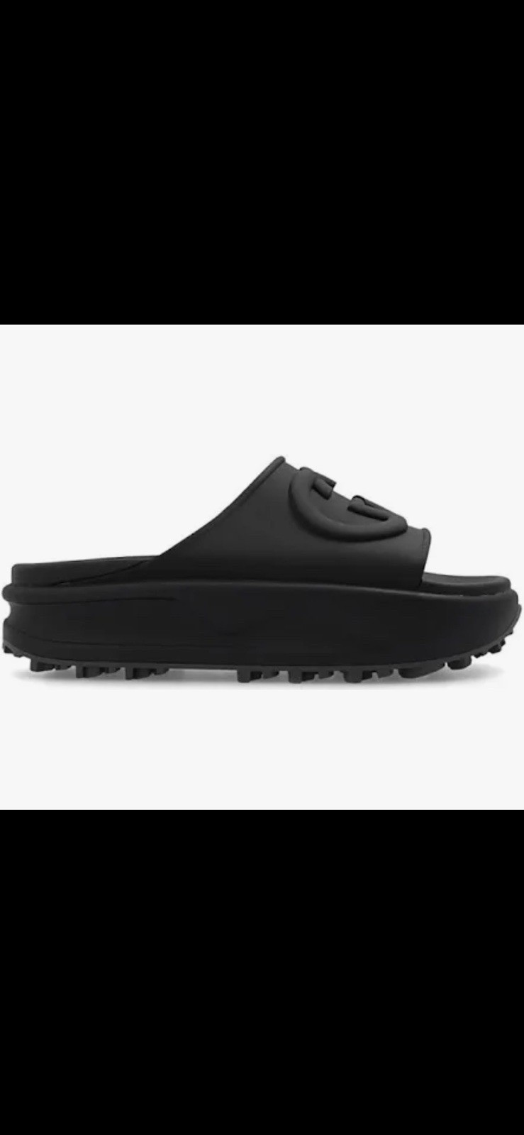Gucci Men’s Black Solid Logo Slide Sandals Slip-On Casual Style EU 40