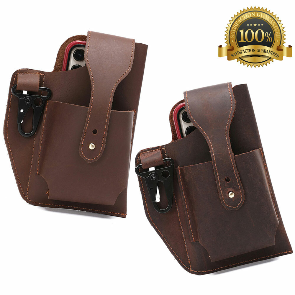 Genuine Leather Waist Bag Cell Phone EDC Holster Retro Case Belt Loop Men #LI