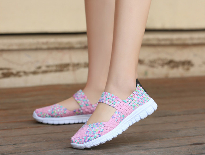 Women Woven Light Weight Elastic Trainer Comfort Slip On Sport Water Shoes WS79