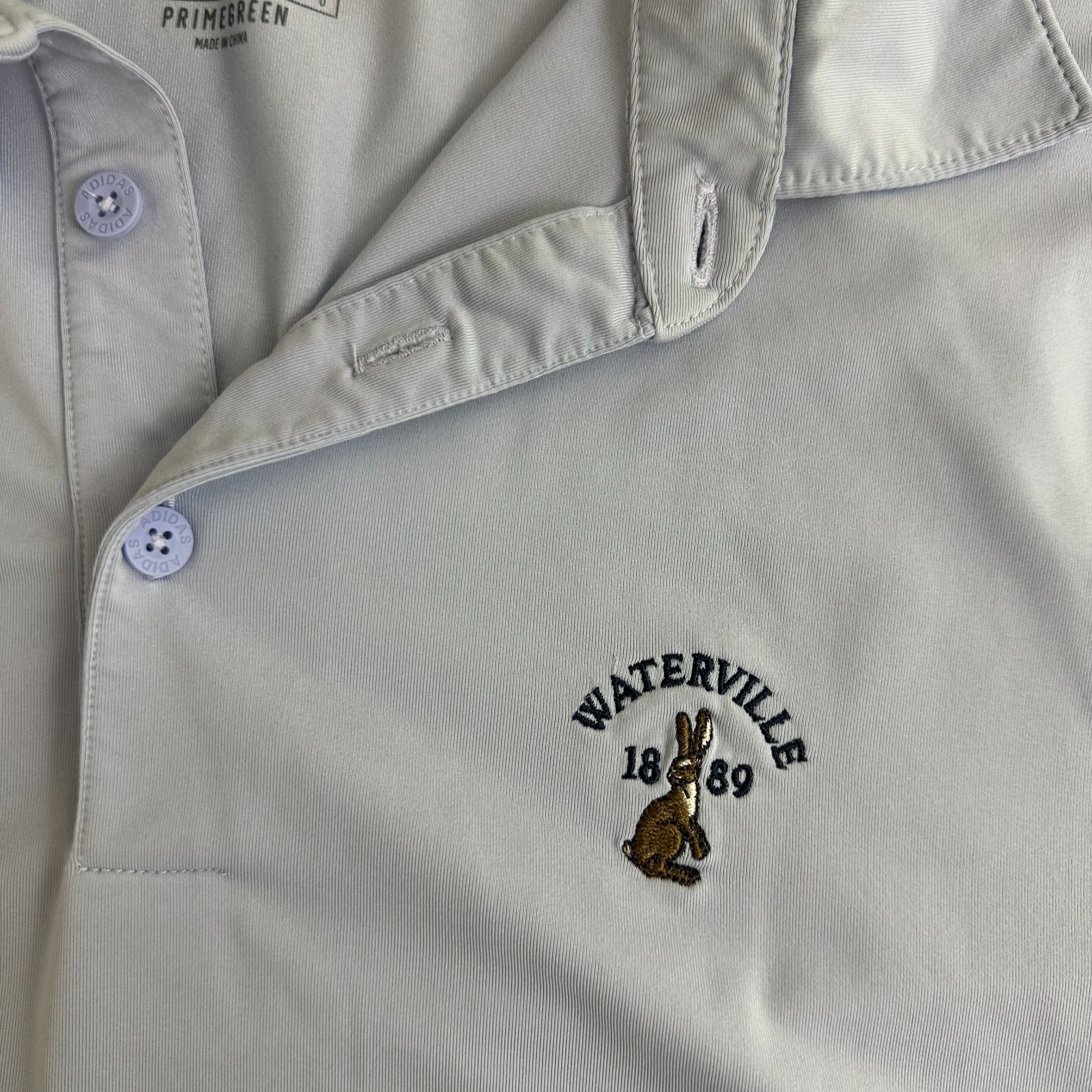 Adidas Primegreen Polo Shirt Light Blue Waterville Bunny Logo Golf Mens M