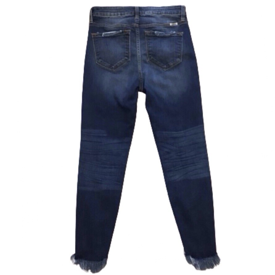 KanCan Mid Rise Skinny Raw Hem Ankle Jeans Medium Distressed Rinse 7/27