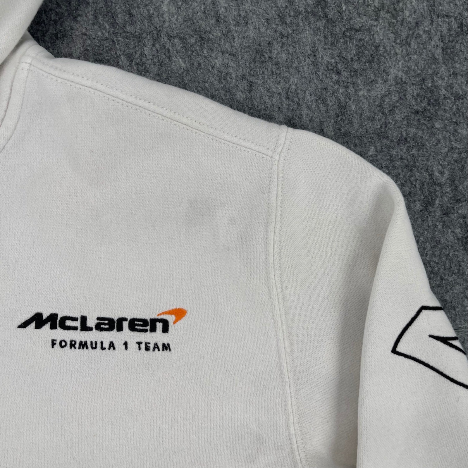 McLaren Formula 1 Team Hoodie Mens Small White Racing Sweatshirt F1 Logo
