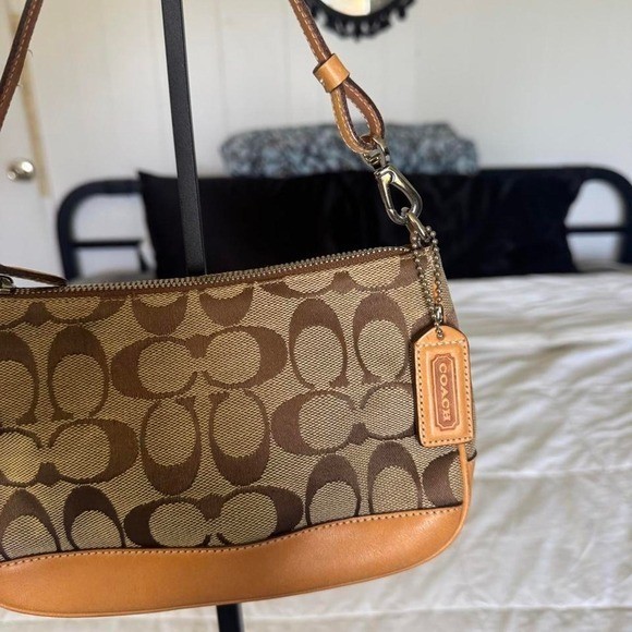 Coach 2002 demi shoulder bag brown signature jacquard canvas y2k vintage