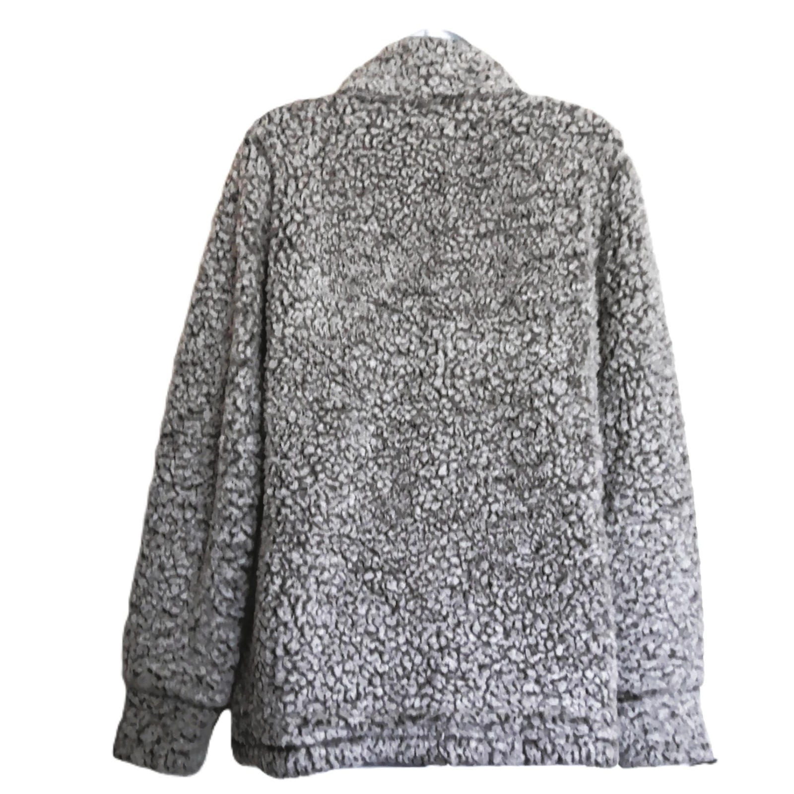 Weatherproof Vintage Faux Fur Jacket Pullover Soft Sherpa 1/4 Zip Gray EUC Sz M