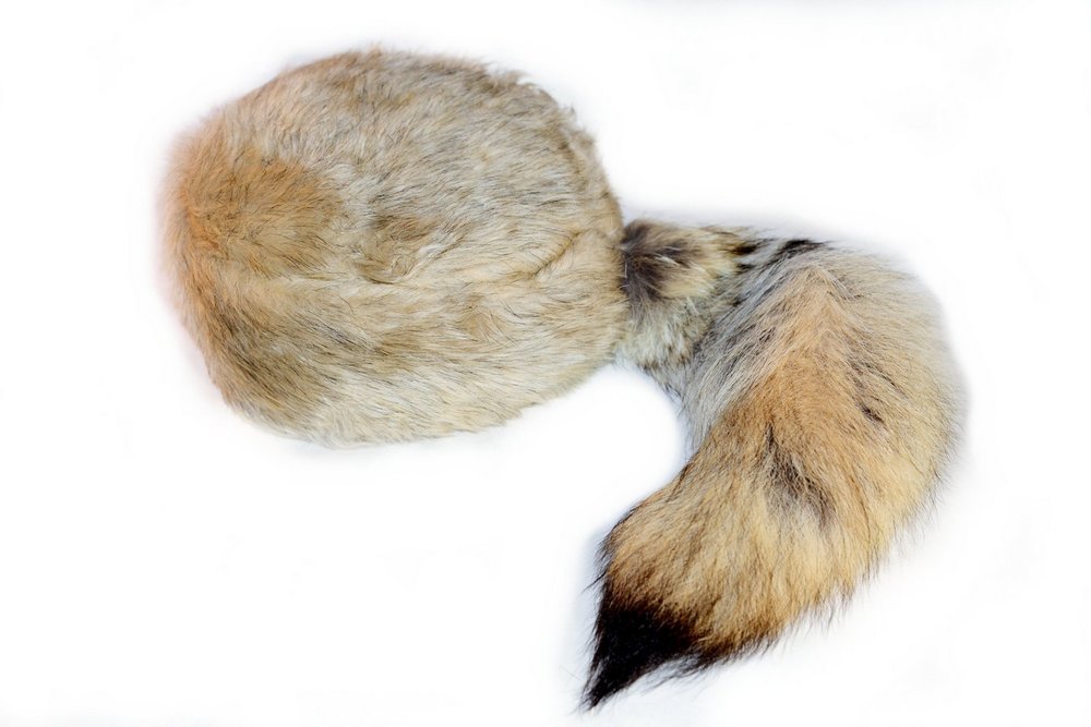 Coyote Tail Davey Crockett Coonskin Cap Real Tail Fur Coon Daniel Boone Hat Skin