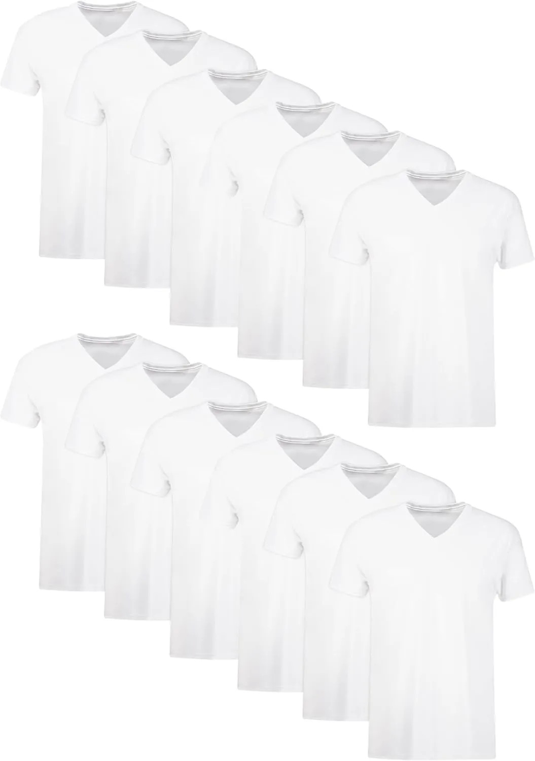 Hanes Mens V-Neck T-Shirt Pack Moisture Wicking Cotton Undershirts White