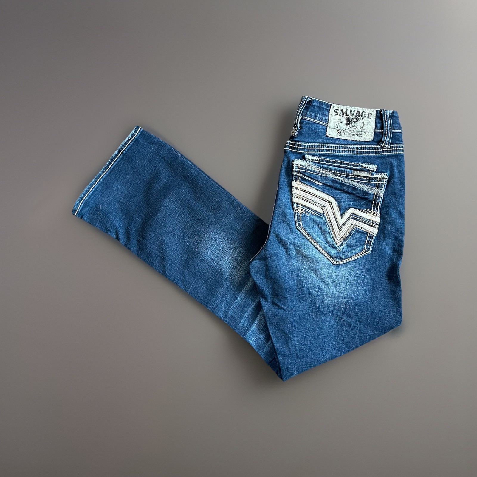 Salvage Riot Boot Athletic Fit Stretch Buckle Jeans Mens 30×30 Dark Blue NWOT