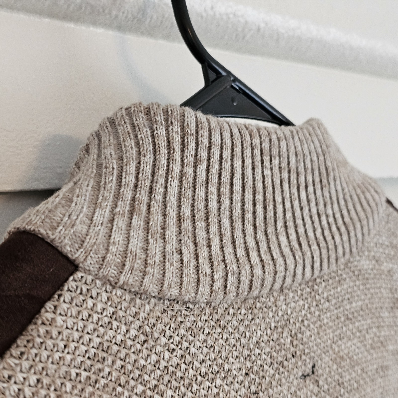 Buffalo David Bitton Full Zip Sweater Men’s L Beige Brown Mock Neck Knit