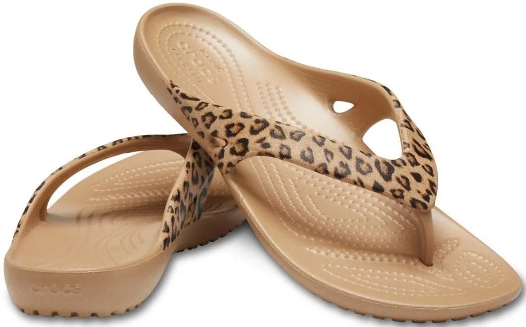 Crocs Womens Kadee II Leopard Flip Flop Beach Pool Sandal Size 8 NWT