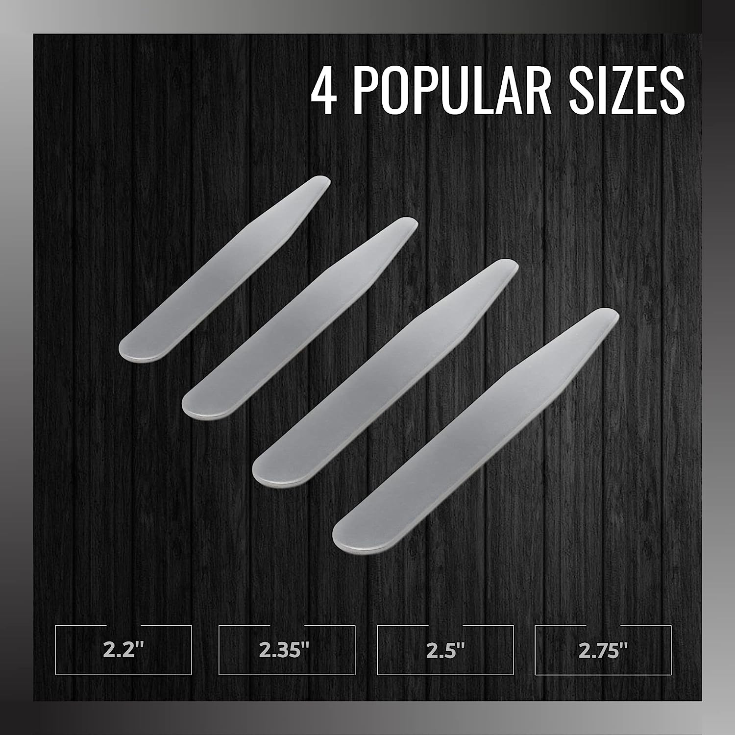 Metal Collar Stays for Men – 40-Piece Set in 4 Sizes for Dress Shirts by
