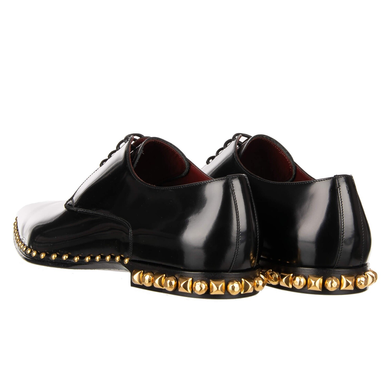 DOLCE & GABBANA Studded Patent Leather Derby Shoes MILLENNIALS Black 11046